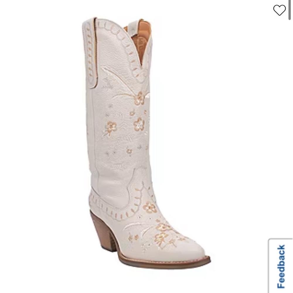 Dingo Cream Heeled Boots with Western Embroidery